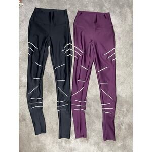 Alo Yoga Full Length Leggings Womens Size XS Black Purple Athletic Athleisure